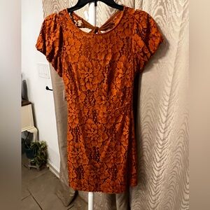 Free People Rust Orange Floral Lace Dress – XS – NWT